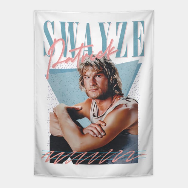 Patrick Swayze ∆ 90s Styled Retro Graphic Design Tapestry by DankFutura