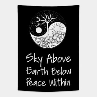 Yoga Meditation Zen Quote - Sky Above Earth Below Peace Within Tapestry