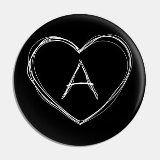 Letter A with heart frame in lineart style Pin