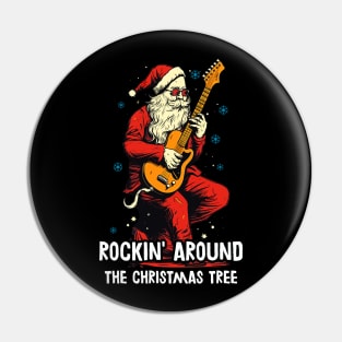 Christmas Guitar Gift Santa Claus Guitarist Funny Guitar Pin