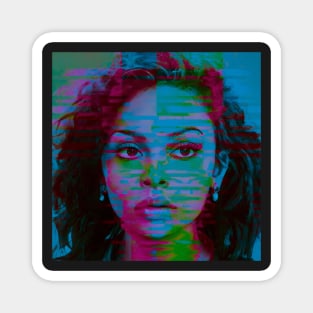 Outstanding - Neon Portrait Glitch Art Magnet