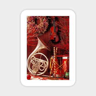 French horn Christmas still life Magnet