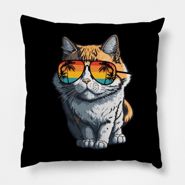 Cool Feline in Shades: Whiskered Purrfection for Cat Miaw Lovers Pillow by star trek fanart and more