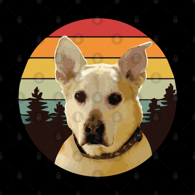 SHIBA MIX DOG FOREST RETRO PINES SUNSET by cowtown_cowboy