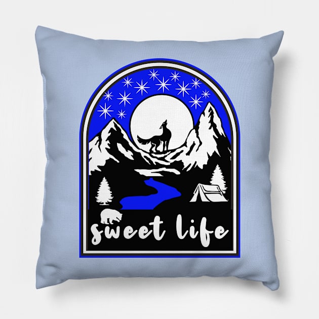 Sweet Life Camping Under the Stars Pillow by Nicoart2077