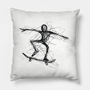 Stickman Skateboarding Pillow