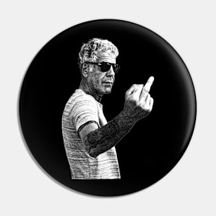 Anthony Bourdain middle finger pose Pin