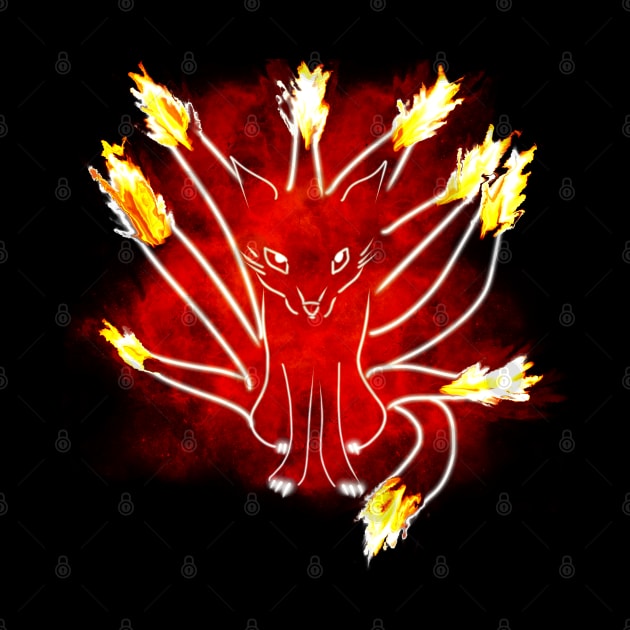 Flaming Nine Tailed Fox by byjasonf