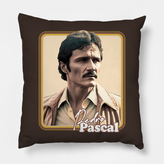 Pedro Pascal ---- Retro Fan Artwork Pillow by DankFutura