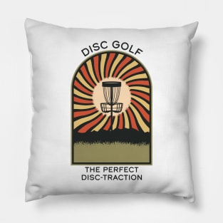 Disc Golf The Perfect Disc-traction | Disc Golf Vintage Retro Arch Mountains Pillow