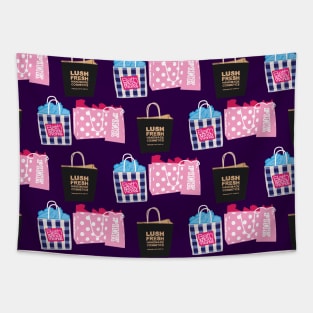 Dark Purple Shopping Pattern Tapestry