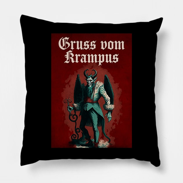 Gruss Vom Krampus Pillow by n23tees