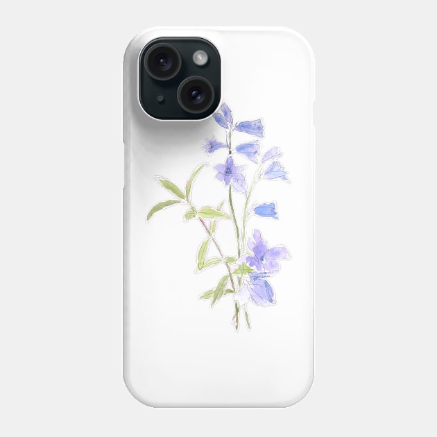 bluebell and violet ink and watercolor Phone Case by colorandcolor