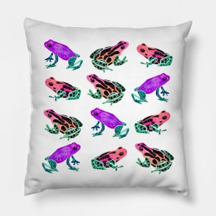 Watercolor Rainbow Poison Dart Frogs - Neon Pillow