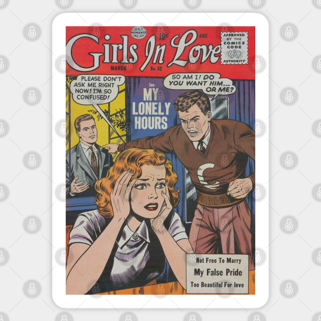 Vintage Romance Comic Book Cover Girls In Love Vintage Comic Book Cover Sticker Teepublic