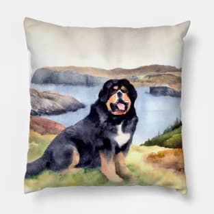 Newfoundland Watercolor Painting - Dog Lover Gifts Pillow