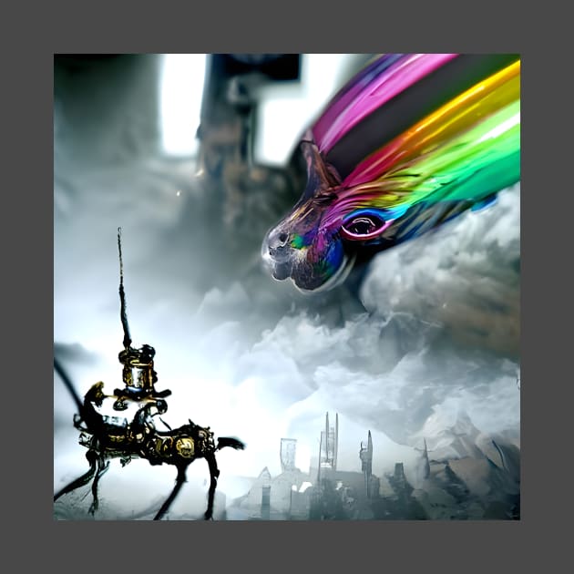 Steampunk rainbow unicorn by Roguex