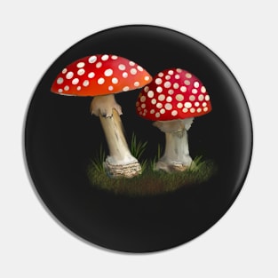 Two Red and White Woodland Toadstools Pin