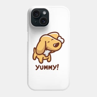 Dog eating bone Phone Case