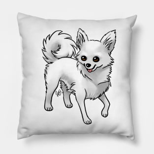 Dog - Chihuahua - Long Haired - White Pillow