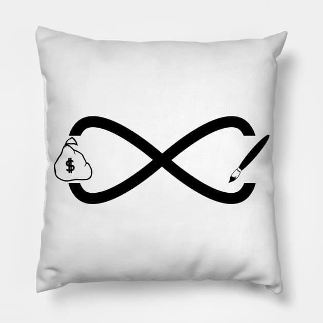 Infinity of money and art Pillow by DarkoRikalo86