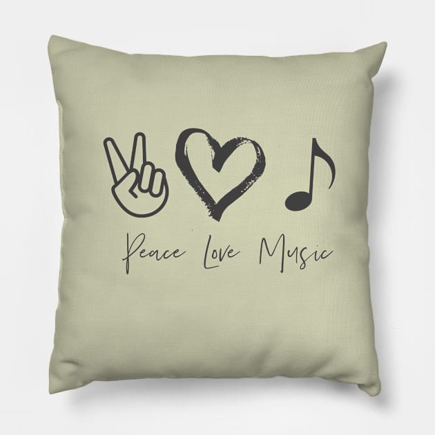 Peace Love Music Pillow by nyah14