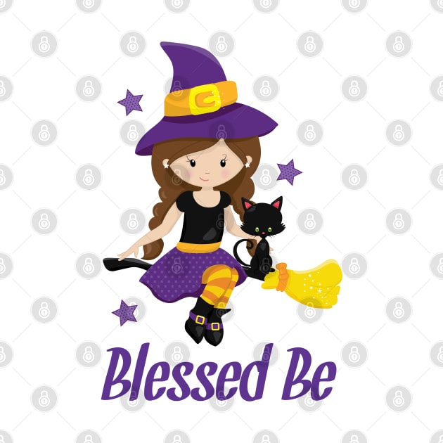 Wicca Witch Design Blessed Be Pagan Gift Shirt Mug Decor Halloween Witch on a Broomstick Design by InnerMagic