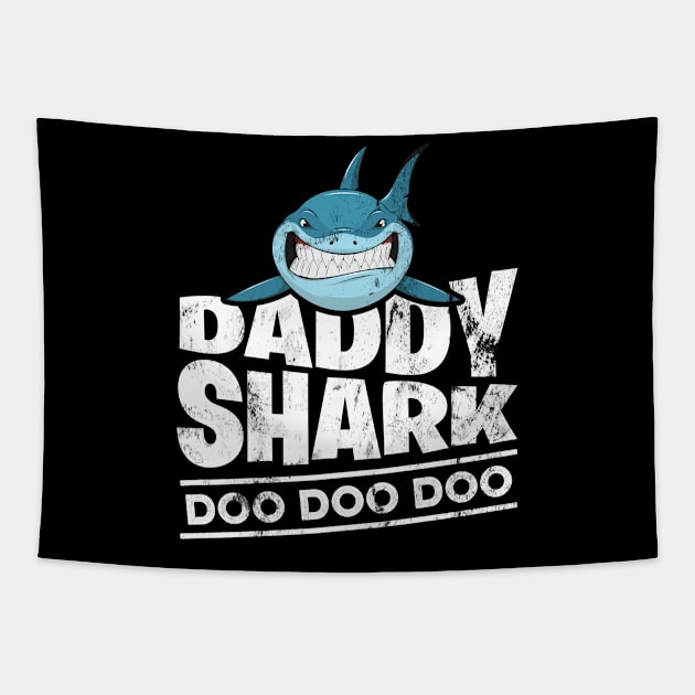 Daddy Shark Fathers Day Gift to Husband Dad From Wife Son Daughter Tapestry by Adamita