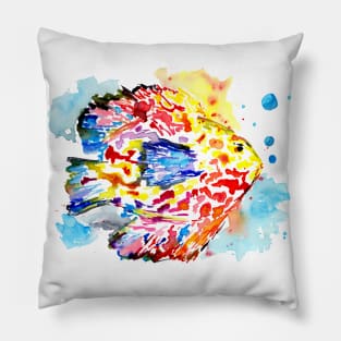 Rainbow Fish Watercolor Pillow