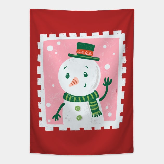 Snowman Stamp Tapestry by Alexandra Franzese