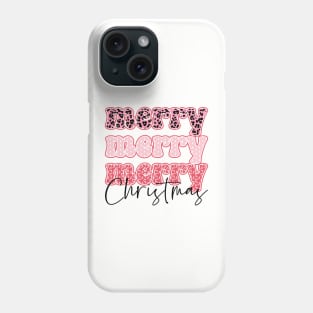 Merry Merry Merry Christmas Leopard Pattern Retro Phone Case