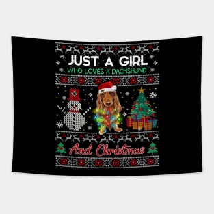 Just a girl who loves a dachshund and christmas Tapestry