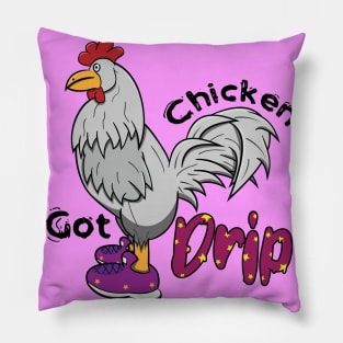 Chicken With Shoes White Purple DRIP Pillow