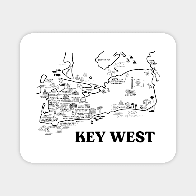 Key West Map Art Magnet by fiberandgloss