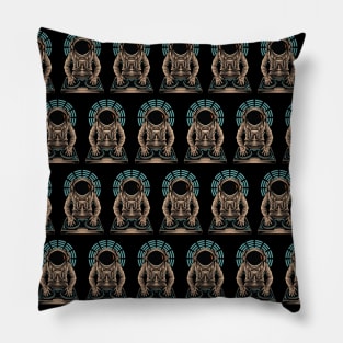 DJ astronaut playing at a party in space pattern black Pillow