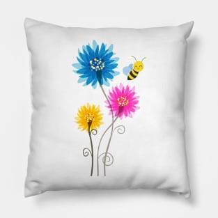 Flowers Bee Spring Summer Colorful Pillow