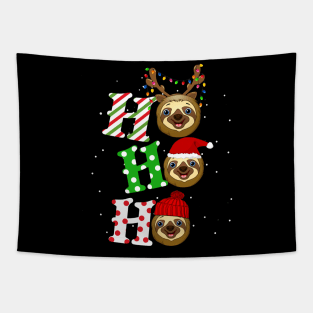 Sloth Flocking Around Christmas Tree Tapestry