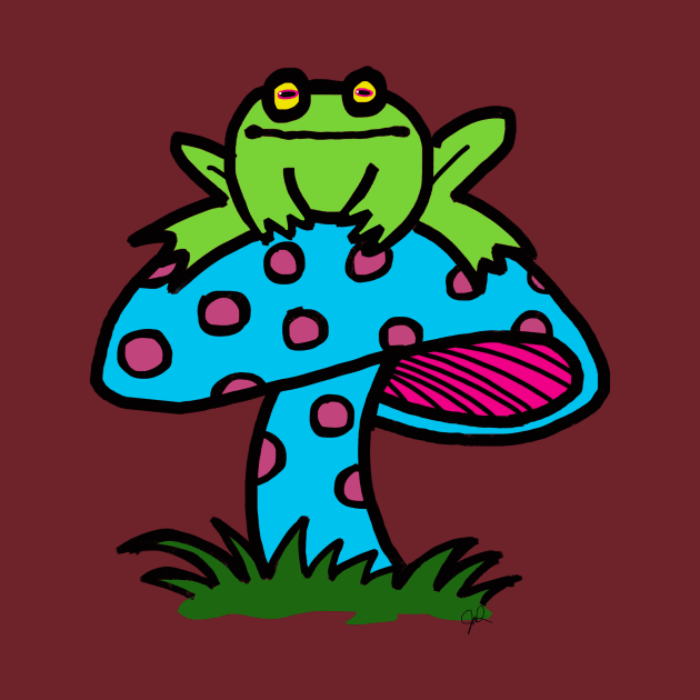 frog on a mushroom by wolfmanjaq