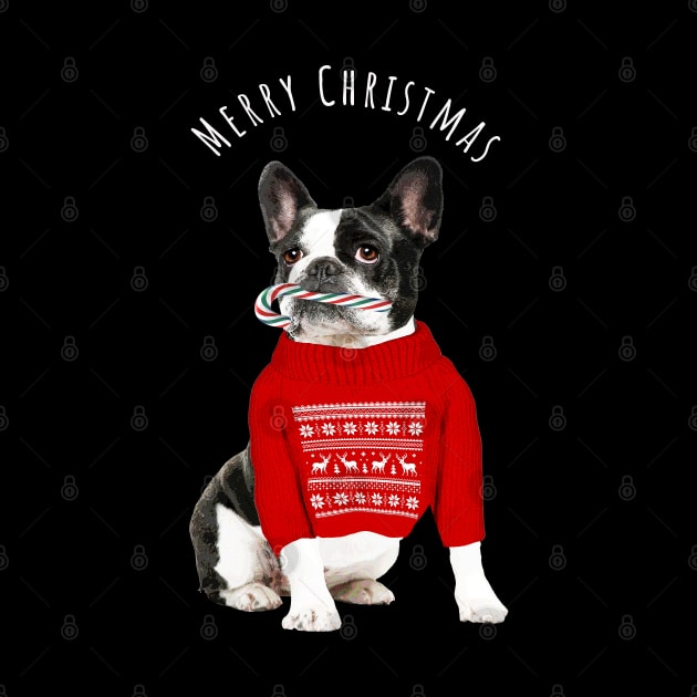 French Bulldog Frenchie Merry Christmas by Collagedream