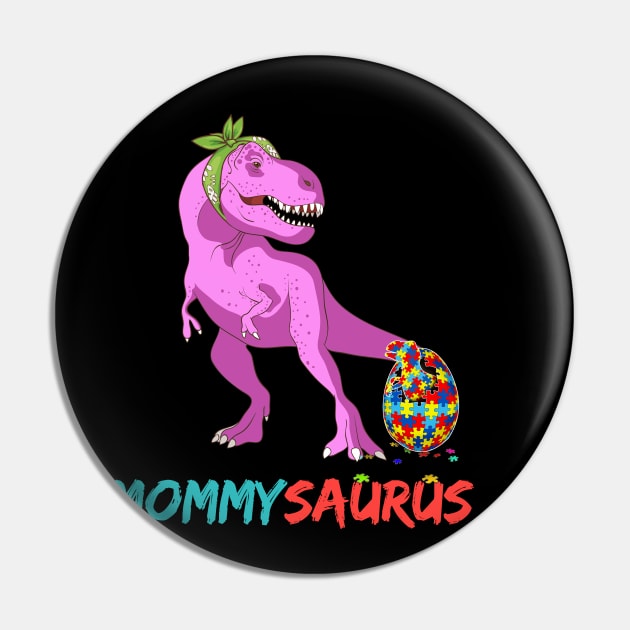 Momsaurus Autism Awareness Mother's Day Mommy Dinosaur Mom Pin by igybcrew