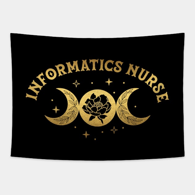 Informatics Nurse - Boho Moon & Wild Rose Golden Design Tapestry by best-vibes-only