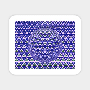 vivid purple triangular design over a 3D sphere Magnet