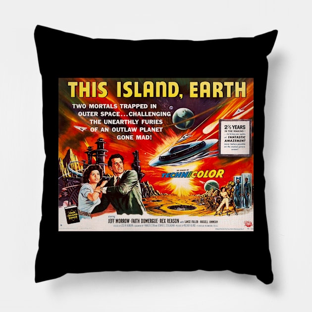 Classic Sci-Fi Movie Lobby Card - This Island Earth Pillow by Starbase79