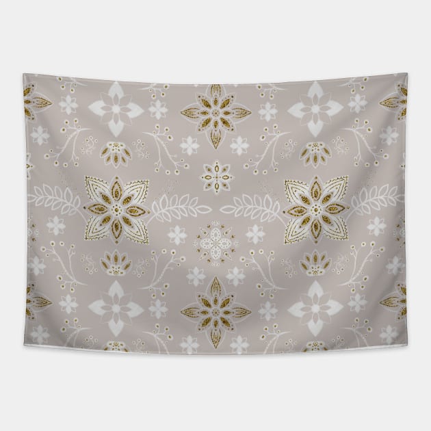 Pastel Wild Flower Folk Pattern Tapestry by jodotodesign