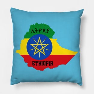 Ethiopia flag & map Pillow