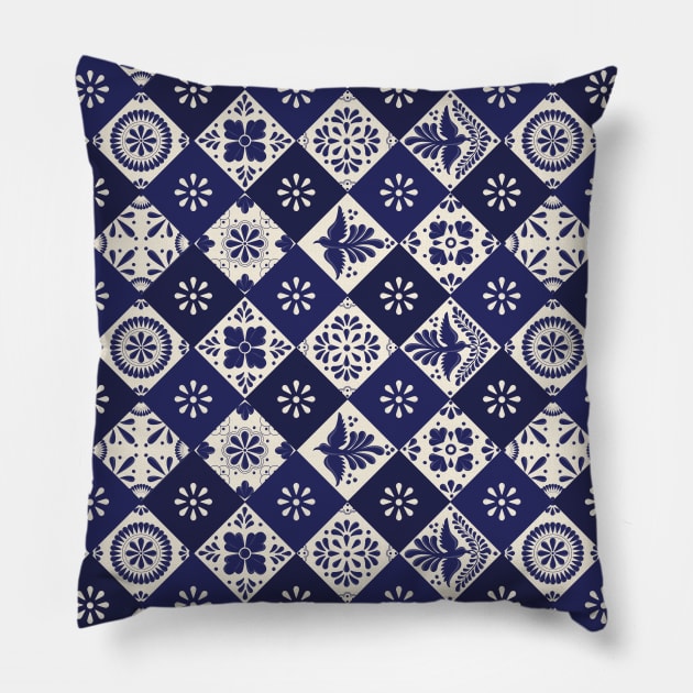 Mexican Talavera Tile Pillow by Akbaly