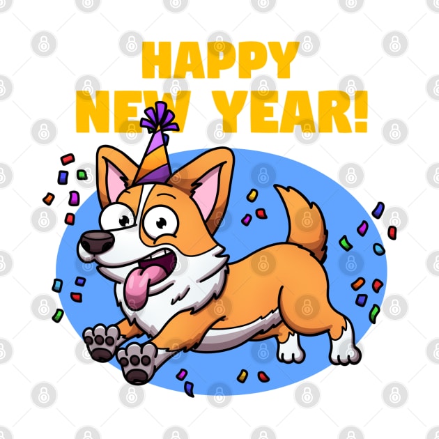 Cute Jumping New Year Corgi Dog by TheMaskedTooner