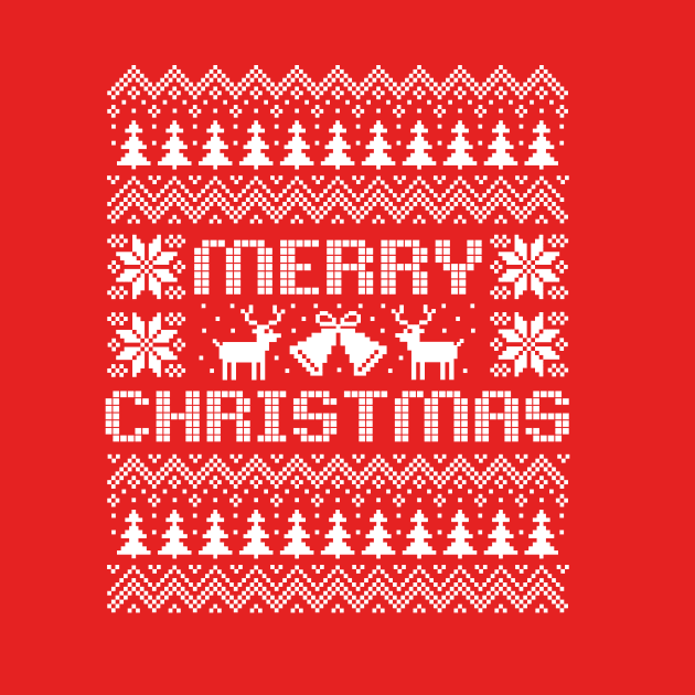 Ugly Christmas sweater Merry Christmas white text by Cute Tees Kawaii