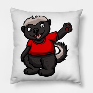 Cute Anthropomorphic Human-like Cartoon Character Honey Badger in Clothes Pillow