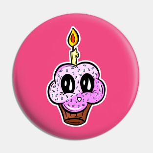 Sweet Cheeks Cupcake Candle Cartoon Pin